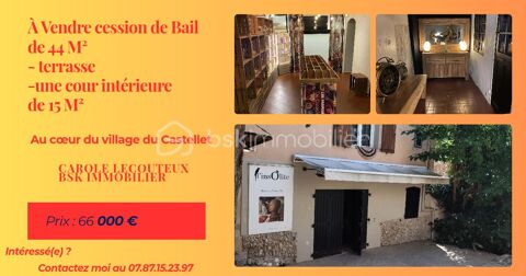 En exclusivit&eacute; ! ? Opportunit&eacute; &agrave; saisir 44 M2 + 15 M2 – Cession de bail au cœur du village du Castellet – 66 000 € ? 66000 83330 Le castellet