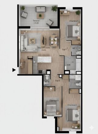  Appartement � vendre 4 pi�ces 89 m�