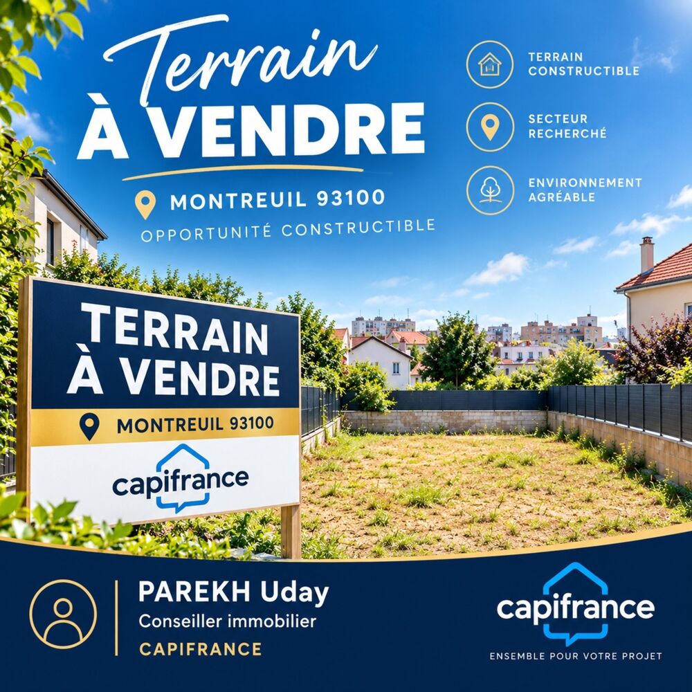 Vente Terrain Terrain de 164 m² – Projet R+2 – À 5 min du métro ligne 11 Montreuil