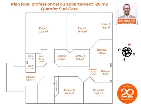 Rennes &agrave; vendre Bureaux climatis&eacute;s � Rez-de-chauss&eacute;e, vitrine 10 m � Proche Gare Sud / Saint-H&eacute;lier 299000 35200 Rennes