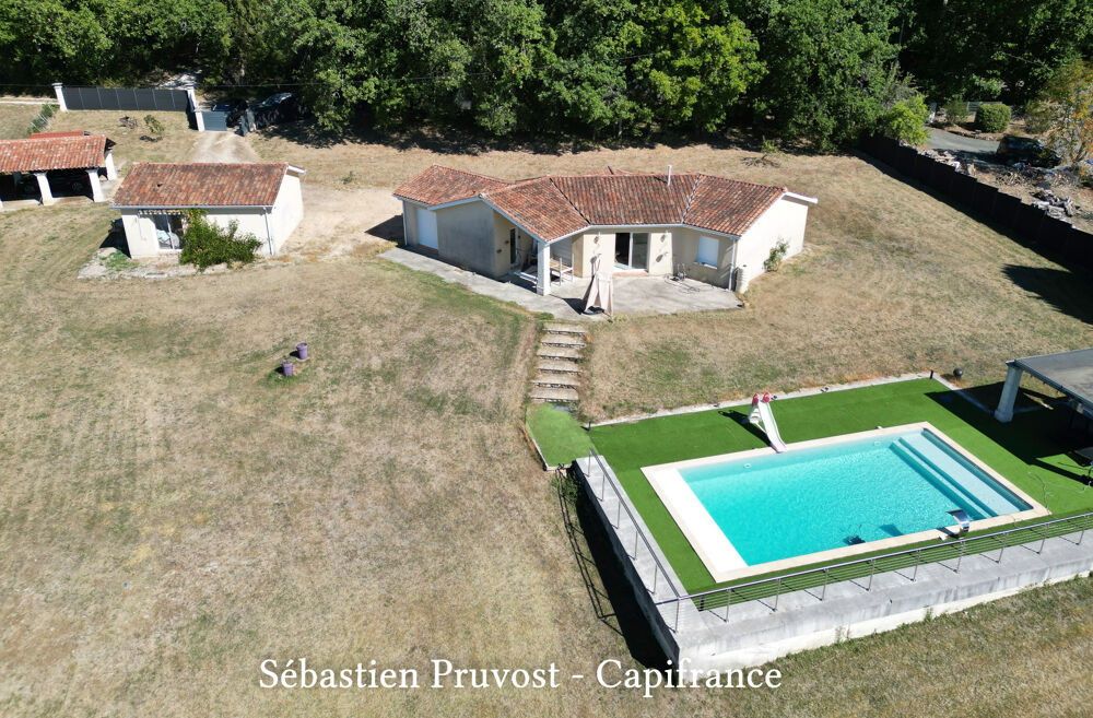 Maison Plain-pied 113.5m2+21.5m2 avec un gîte à vendre 4 pièces BRANTOME (24) - Garage, piscine chauffée 11x5 avec sa plage et c