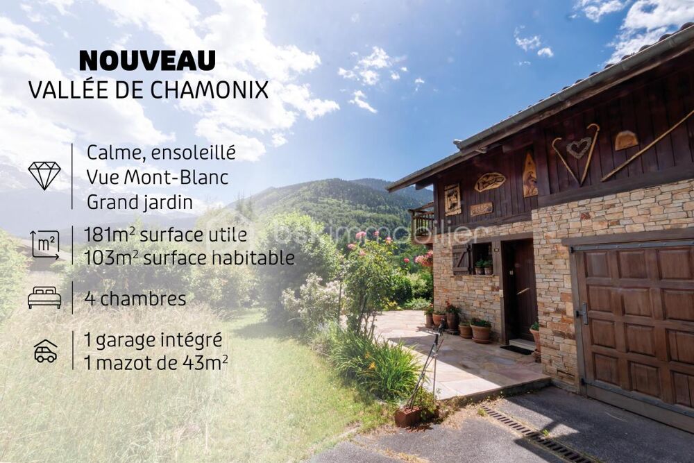 VALLÉE DE CHAMONIX - CHALET AVEC JARDIN - 5 PIÈCES, 4 CHAMBRES - CALME, ENSOLEILLÉ - VUE MONT-BLANC