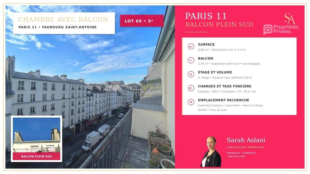 Appartement 1 pièce 8 m² · à Paris 11 · 8 m² · 85 000 €