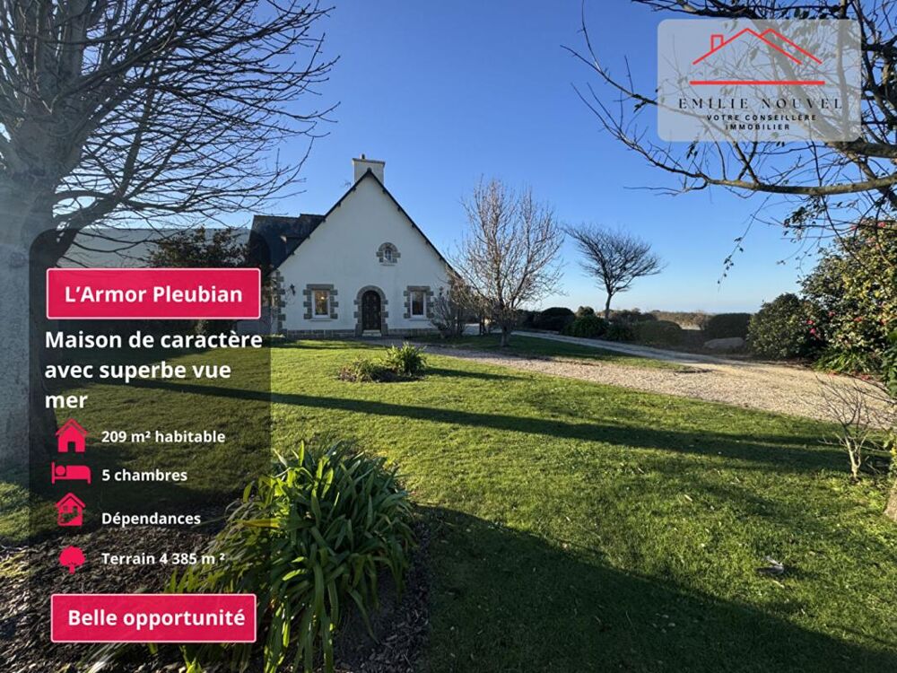 Vente Maison Propriété néo-bretonne avec vue mer L'Armor Pleubian ,volumes, élégance et potentiel à 1,2 km des plages Pleubian