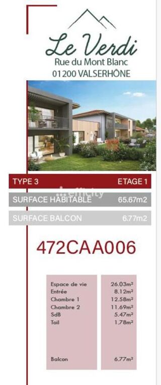  Appartement � vendre 3 pi�ces 65 m�