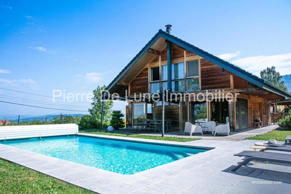 Trévignin  Maison d'exception en ossature bois avec vue dominante, piscine et panorama sur les montagnes