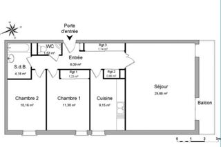  Appartement à louer 3 pièces 78 m²