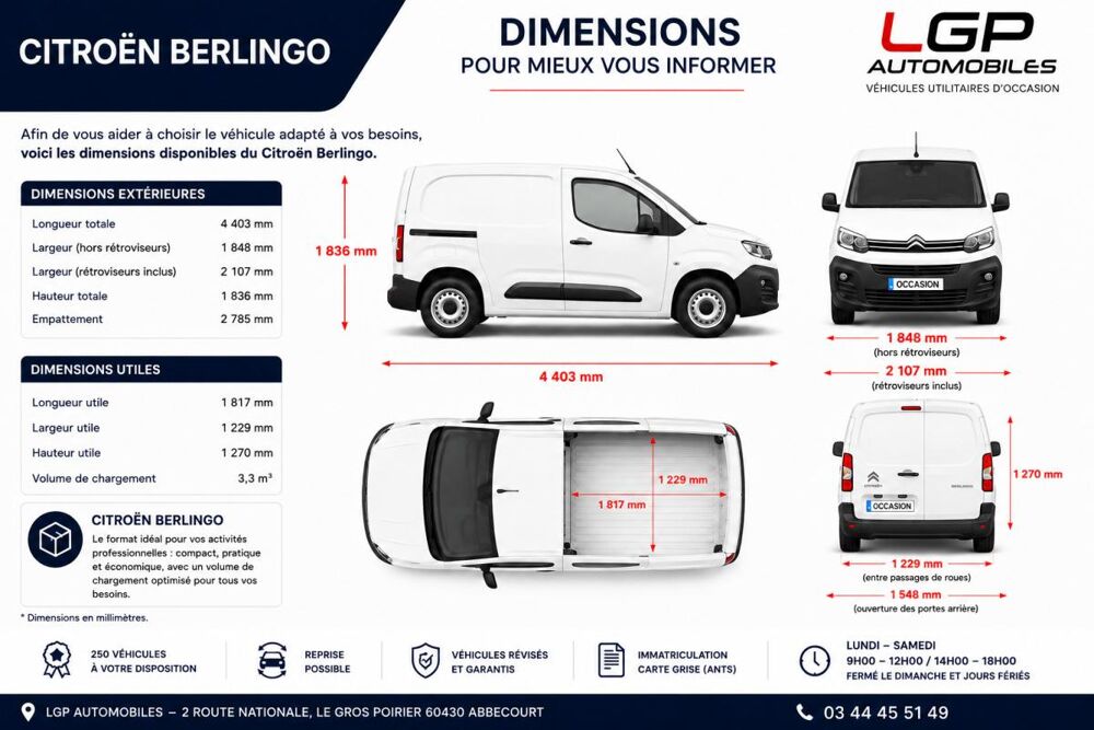 Berlingo 1&deg; Main / 1.5l B HDI 100cv Version Club CLIM/T&eacute;l/R&eacute;gul/Limit 2022 occasion 60430 Abbecourt
