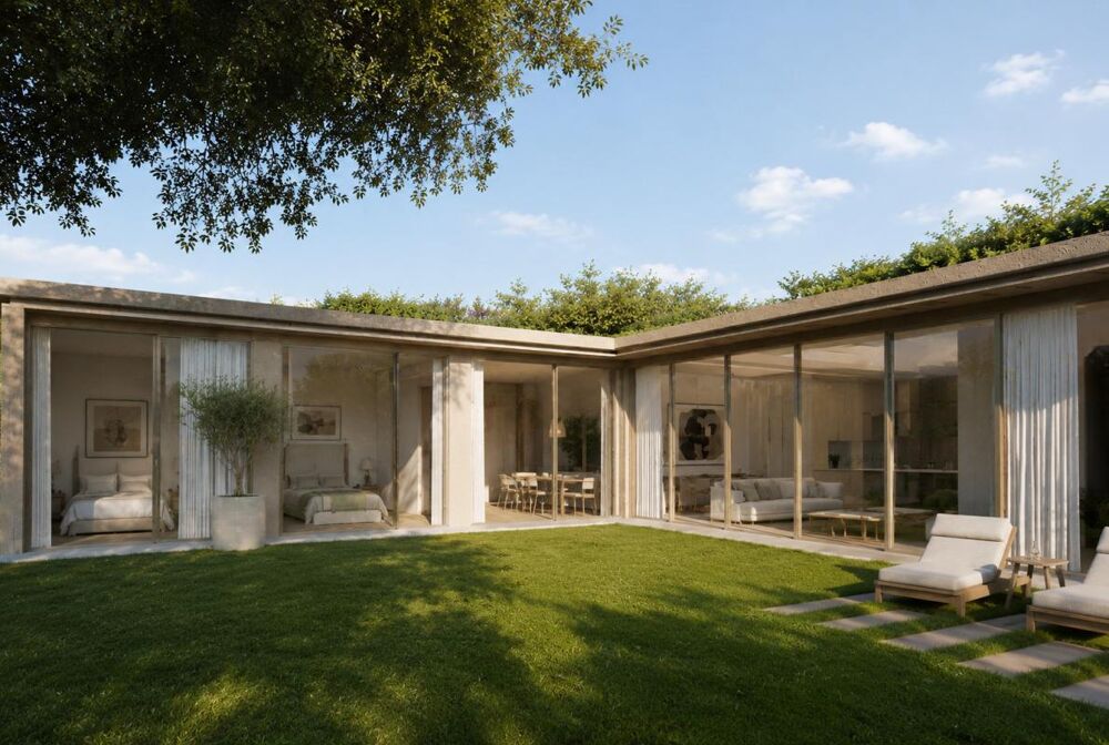 Maison d'architecte T5 d'exception à Versailles : 144m² extrêmement lumineux habillée de baies vitrées, jardin de 250M², prestat