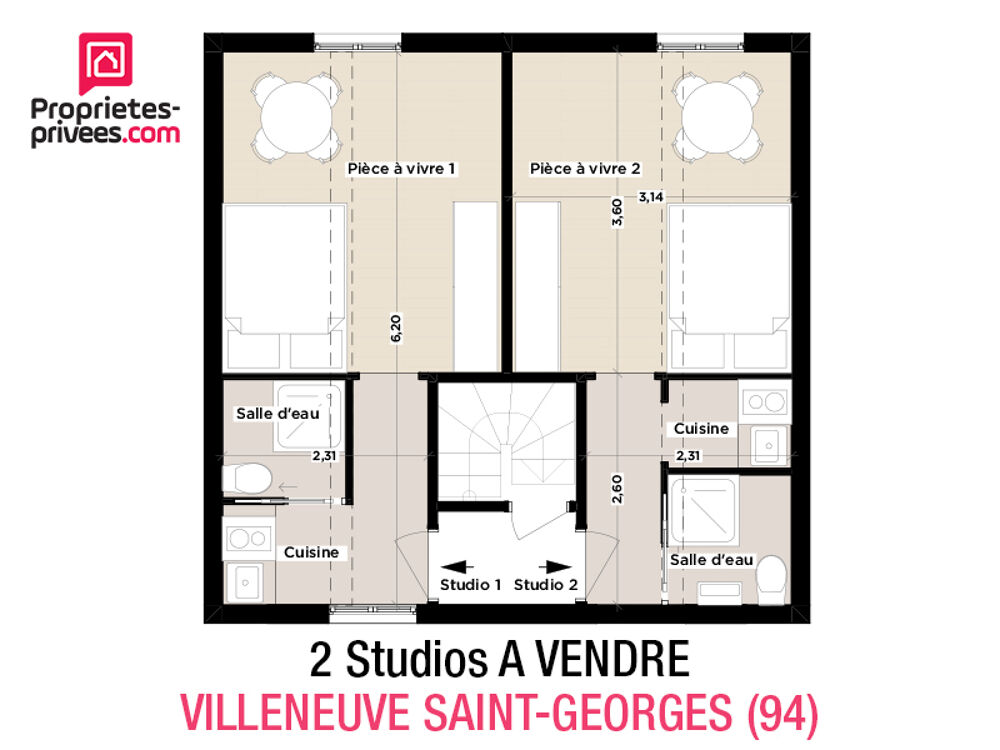 Vente Appartement 1 Lot 28M2 - 2 Appartements de 14M2 - 94190 - VILLENEUVE- SAINT-GEORGES Villeneuve saint georges