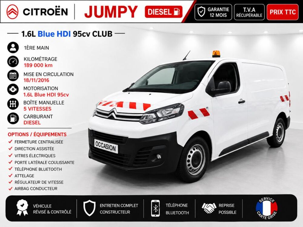 Jumpy 1&deg; Main / 1.6L B HDI 95cv Pack CLUB CLIM/REGUL/LIMIT idem ex 2017 occasion 60430 Abbecourt