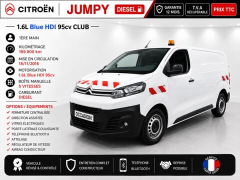 Citro&euml;n Jumpy 1&deg; Main / 1.6L B HDI 95cv Pack CLUB CLIM/REGUL/LIMIT idem ex 2017 occasion Abbecourt 60430