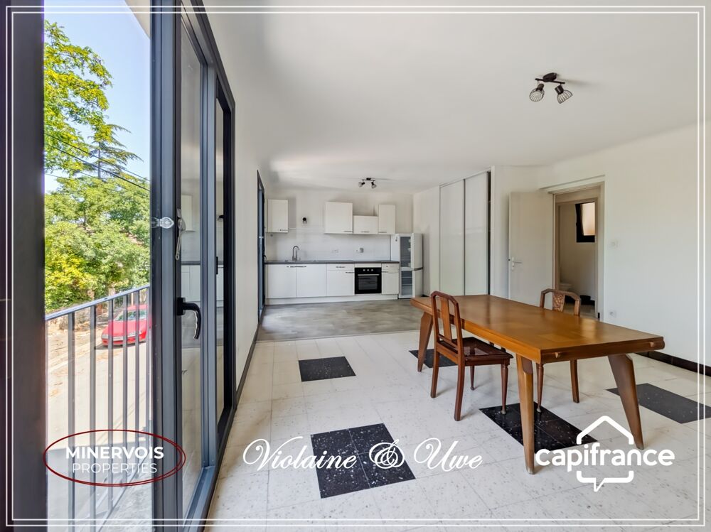 Maison en pierre rénovée avec grand garage, terrasse, cour et terrain  Siran (34210)