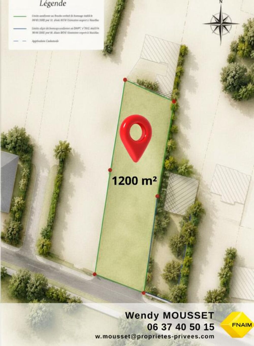 Vente Terrain Grand terrain constructible de 1200 m² à 3 minutes de la plage et commerces Le tour du parc