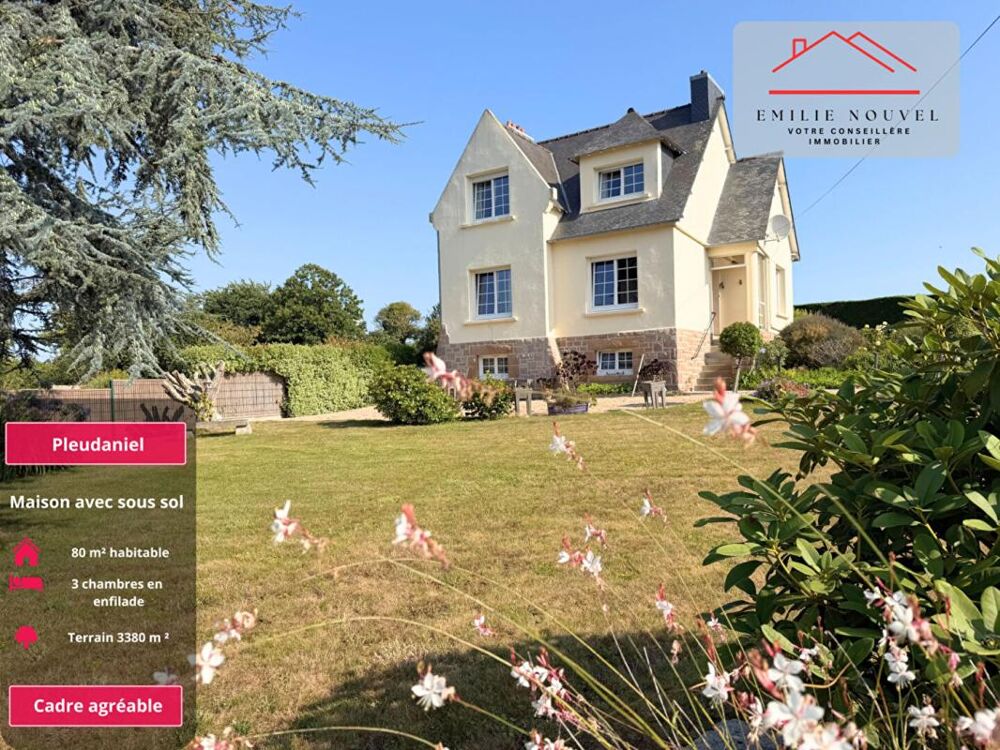 Maison familiale 5 pièces , Sous-sol complet , 80 m² , Terrain de 3 380 m² ,Pleudaniel