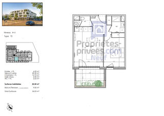  Appartement � vendre 2 pi�ces 45 m�