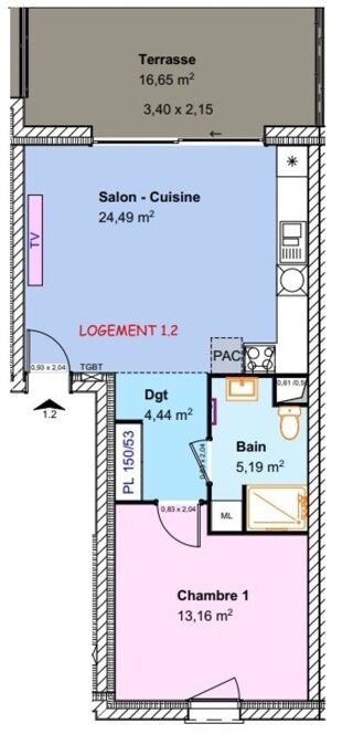  Appartement � vendre 2 pi�ces 47 m�