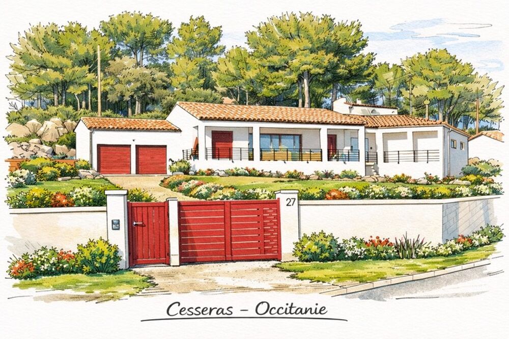 Villa contemporaine 158 m²  5 chambres  Piscine  Terrain 3 000 m²  Classe A  Cesseras