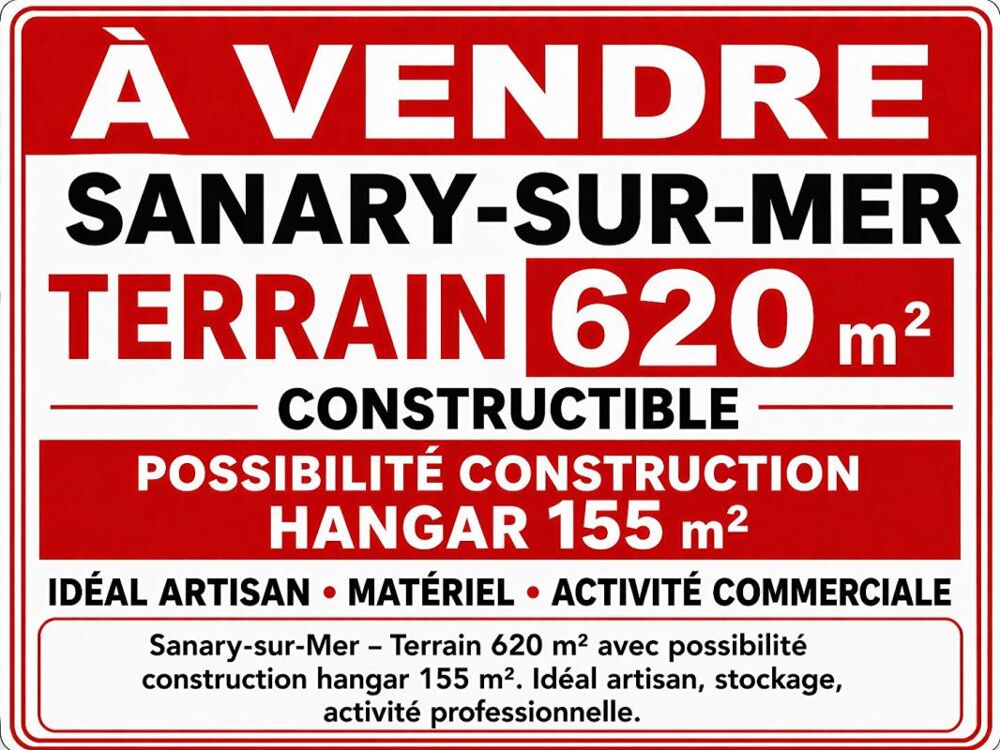 Vente Terrain Sanary sur Mer -Terrain Constructible de 620m² Sanary sur mer