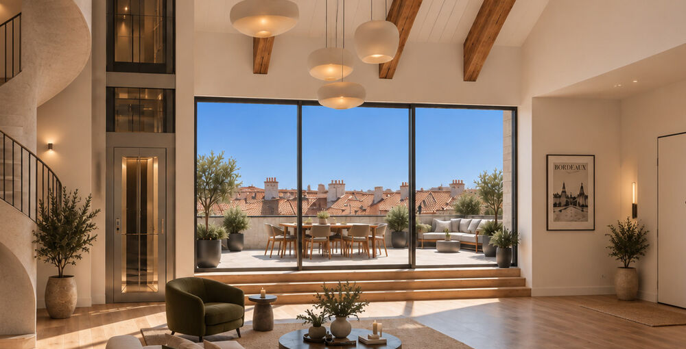 Chartrons  Appartement dexception avec terrasse sur les toits, garage et ascensseur privatif