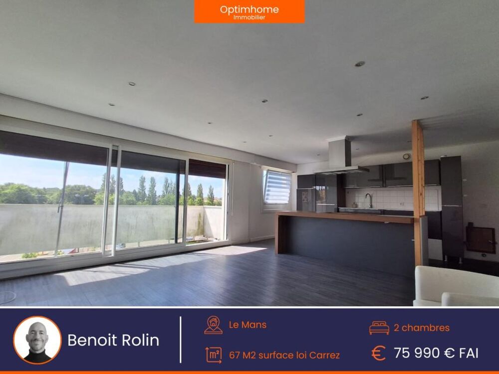 Appartement F3 de 67 m²  Grand balcon plein sud  Idéal investissement locatif - au Mans (72)
