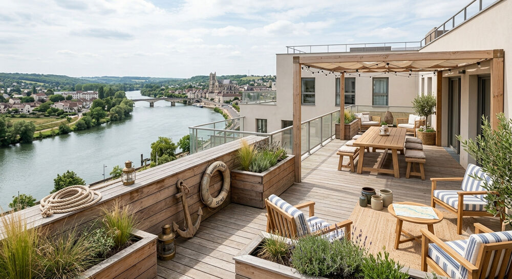 - T4 en DERNIER ETAGE avec VUE SEINE, GRANDE TERRASSE et PARKING -
