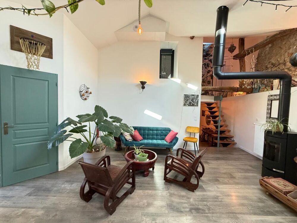 Maison de caractère rénovée  185 m²  Terrasse vue clocher  Esprit loft