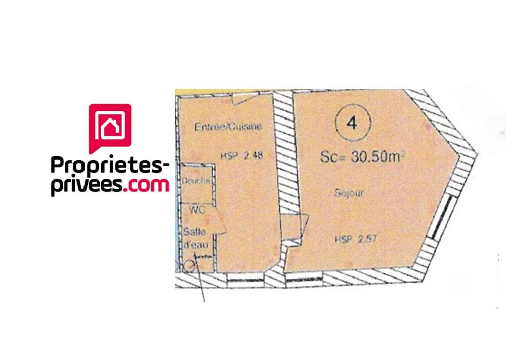 Appartement NONANCOURT centre ville 1 pièce(s) 30.5 m2 1er étage cuisine séjour séparé 60000 FAI