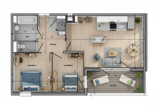  Appartement � vendre 3 pi�ces 61 m�