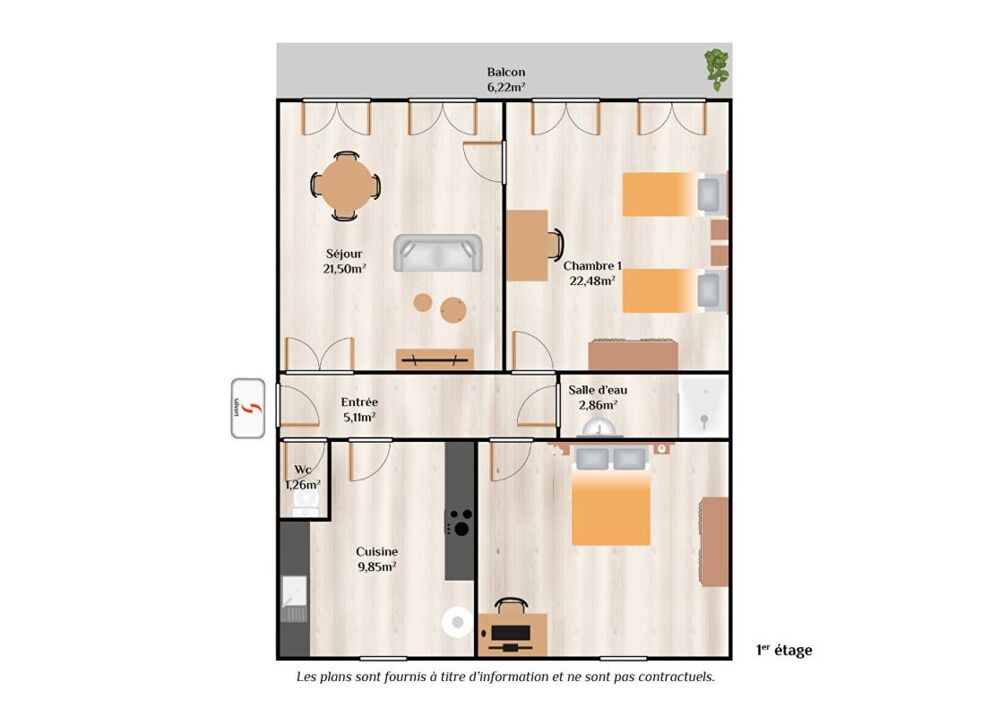 Vente Appartement A vendre appartement de caractère 2 chambres avec Balcon Montlucon