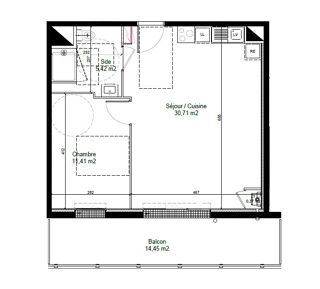  Appartement � louer 2 pi�ces 47 m�