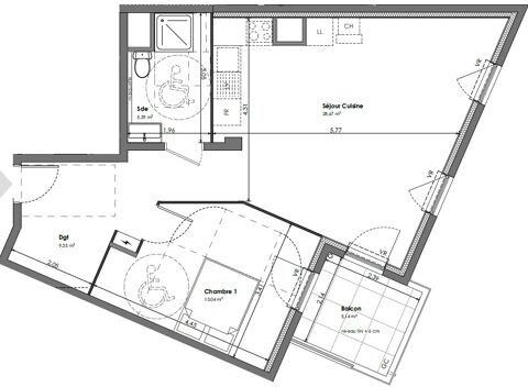  Appartement � louer 2 pi�ces 56 m�