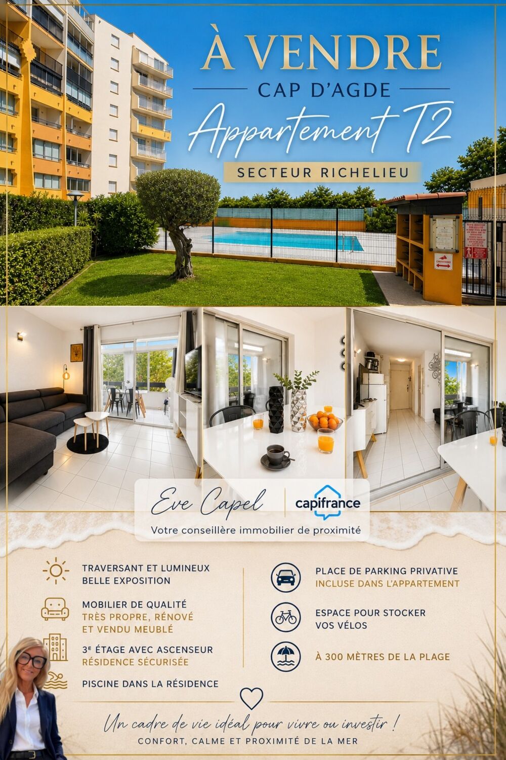 Vente Appartement Appartement à vendre 2 pièces LE CAP D'AGDE (34), appartement avec 1 chambre, loggia fermée, avec parking privatif, ascenseur et Le cap d agde