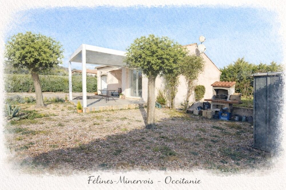 Villa de plain-pied lumineuse avec jardin piscinable et garage  Félines-Minervois