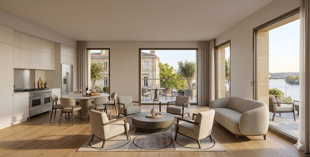 Vente Appartement *** T3 en étage élevé avec 34 m² d'extérieurs privatifs, le grand luxe sans compromis *** Bordeaux