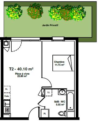  Appartement à louer 2 pièces 40 m²