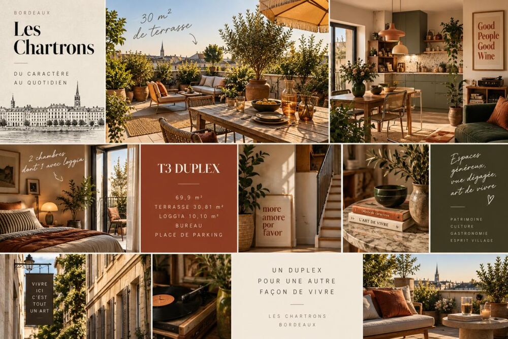 Vente Appartement T3 duplex aux Chartrons - 30 m² de terrasse pour voir la vie en grand Bordeaux
