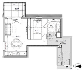  Appartement � louer 2 pi�ces 54 m�