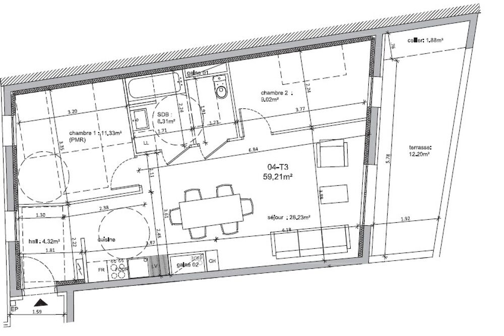 Location Appartement T3 avec terrasse et parking à DARDILLY Dardilly