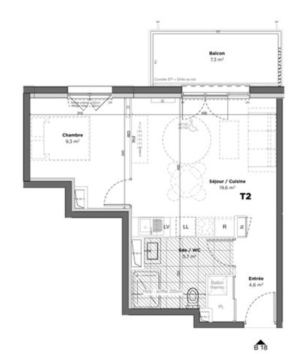 Appartement neuf T2 avec balcon  Centre-ville de Saint-Sulpice