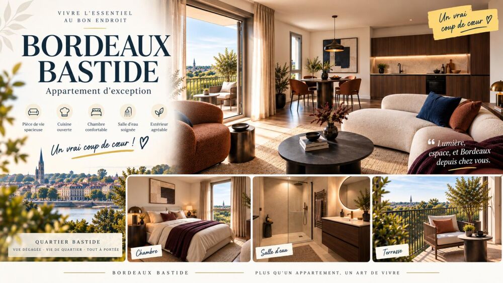 Vente Appartement BORDEAUX BASTIDE – T2 LUMINEUX AVEC BALCON + PARKING – PROCHE DARWIN ET BASSINS À FLOT Bordeaux