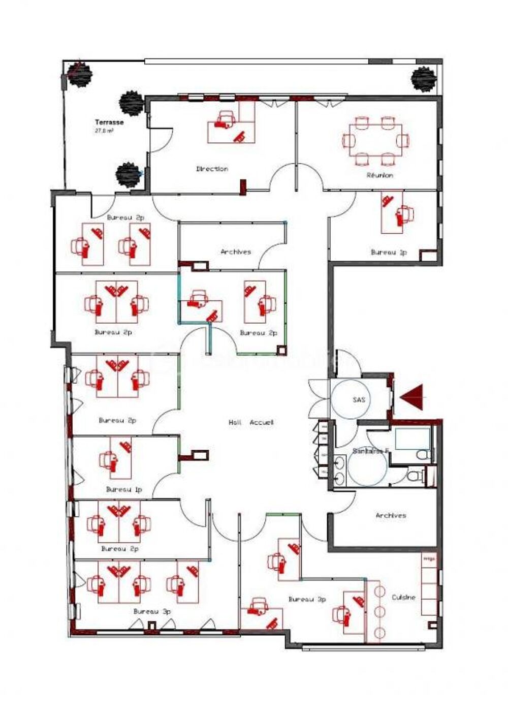   Bureau 250m² dernier étage Montevrain