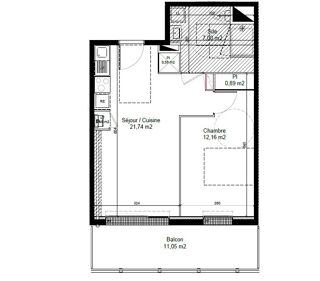  Appartement à louer 2 pièces 42 m²
