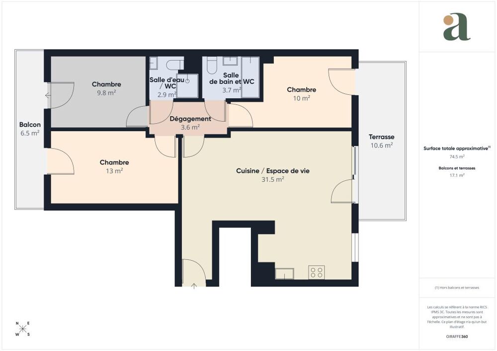 Appartement 4 pièces avec terrasse, balcon et parking  Argenteuil (95100)