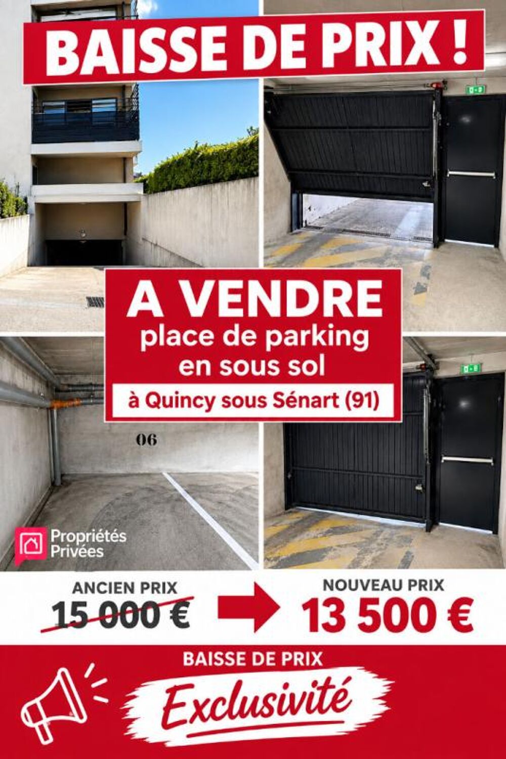 Vente Parking/Garage Place de Parking souterrain à Quincy Sous Sénart Quincy sous senart