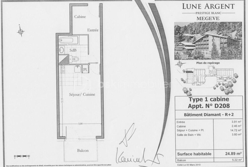 Vente Appartement IDEAL INVESTISSEMENT HAUT DE GAMME - T1cabine avec balcon et parking - MEGEVE Megeve