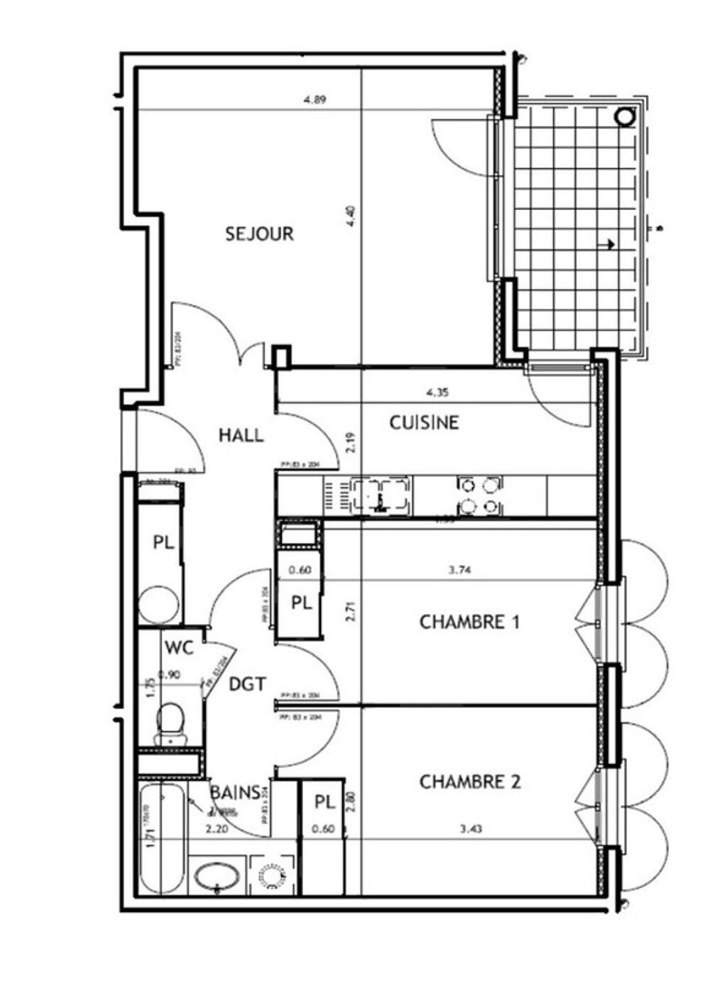 Dpt Haute Savoie (74), à vendre FAVERGES appartement T3 ( 67 m2) 2ème étage avec terrasse et vue