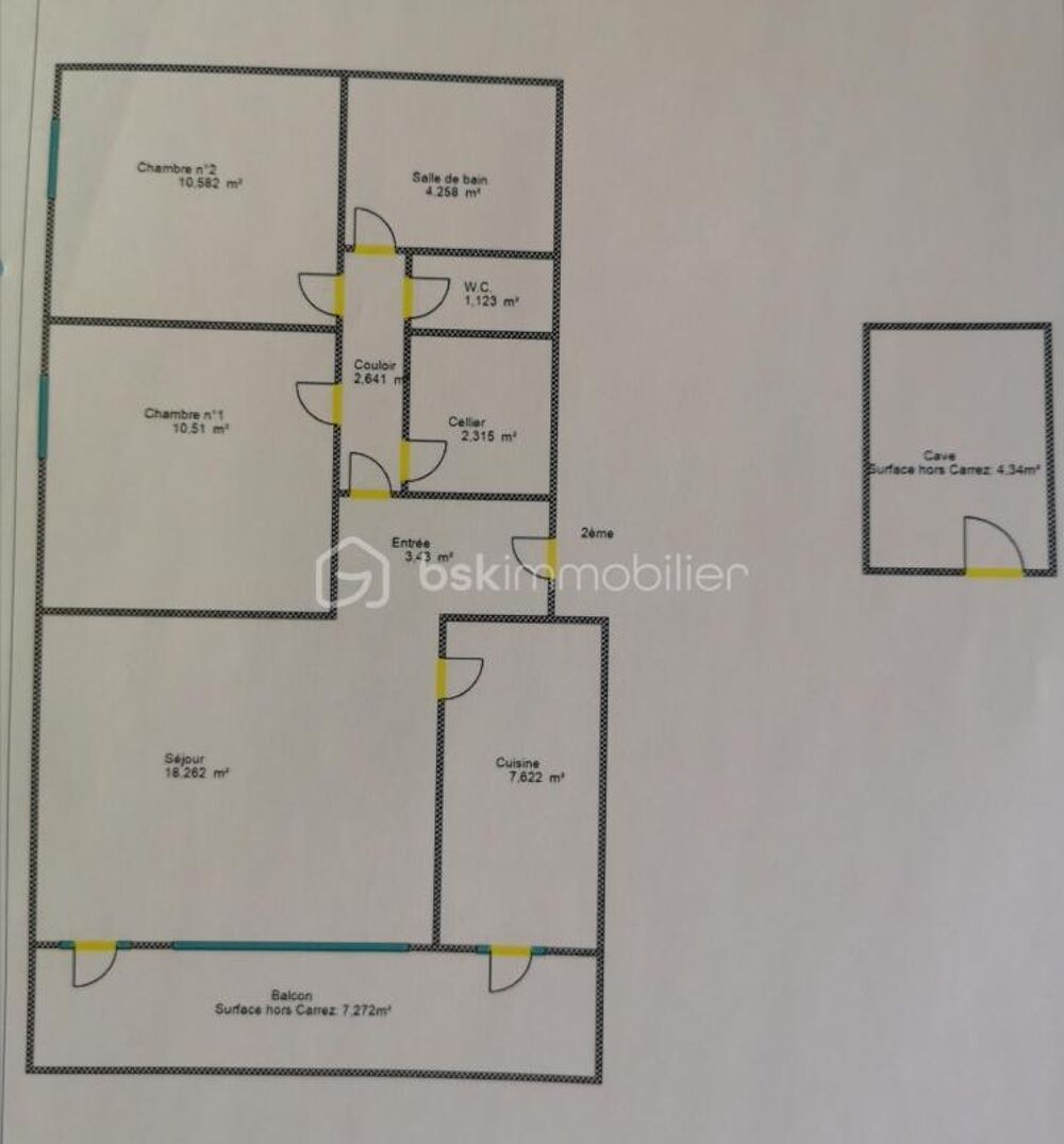 Vente Appartement Appartement 3 pièces 61 m², avec balcon et cave--pour investisseur Apt