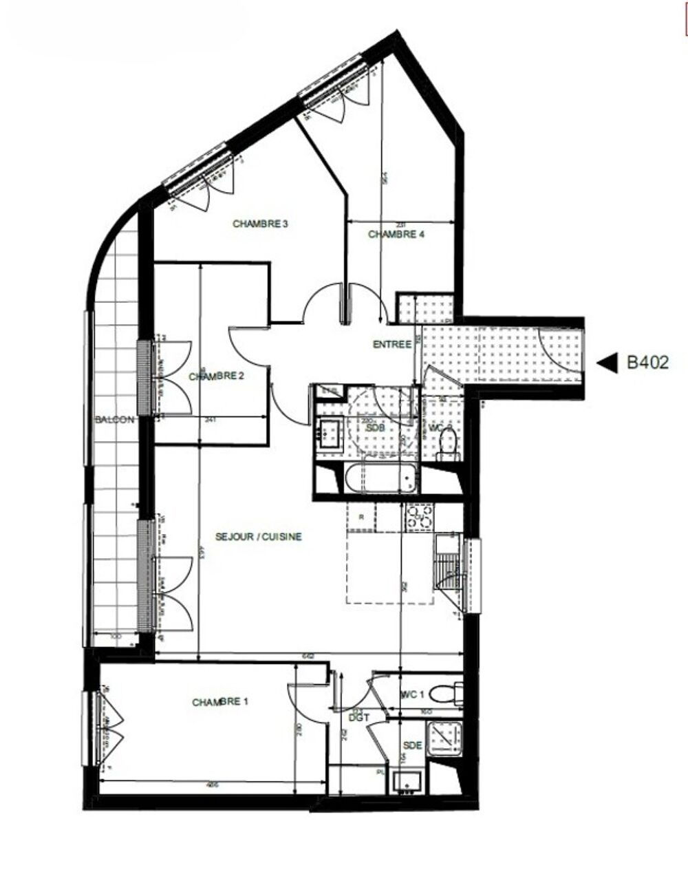 appartement T5 neuf à vendre ASNIERES SUR SEINE (92), surface hab. 96.36 m2 + balcon 8.43 m2 + park s-sol