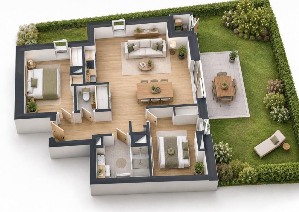 Vente Appartement 3 PIÈCES de 65m² + TERRASSE ET JARDIN + PARKING - PRÉVESSINS-MOËNS Prevessins moens